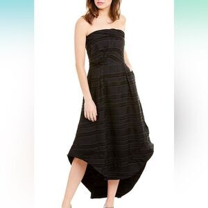 C/MEO Collective Black Solitude Strapless Midi High-Low Dress SZ 8 Formal
